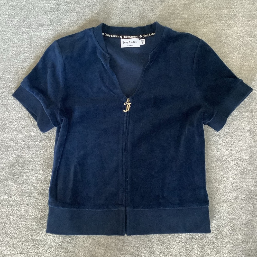 Juicy Couture Blue Velour Zip-Up Jacket with Rhinestones Sz. M